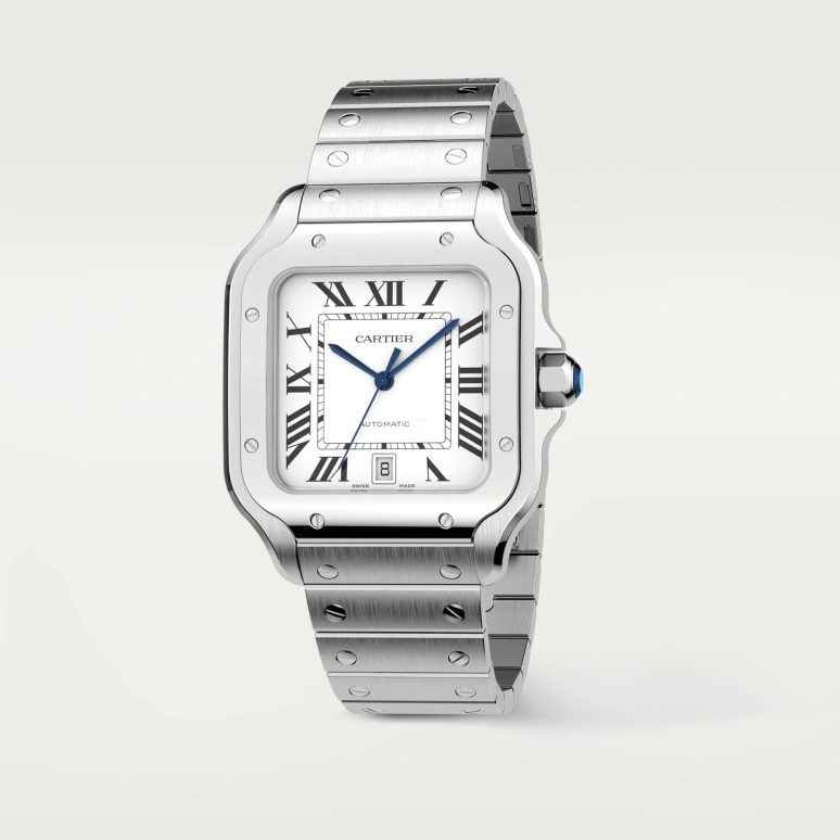 Cartier,Santos de Cartier 39.80x47.50mm,39.80x47.50mm,Stainless Steel,Silver,Automatic,Day,42hours,WSSA0018