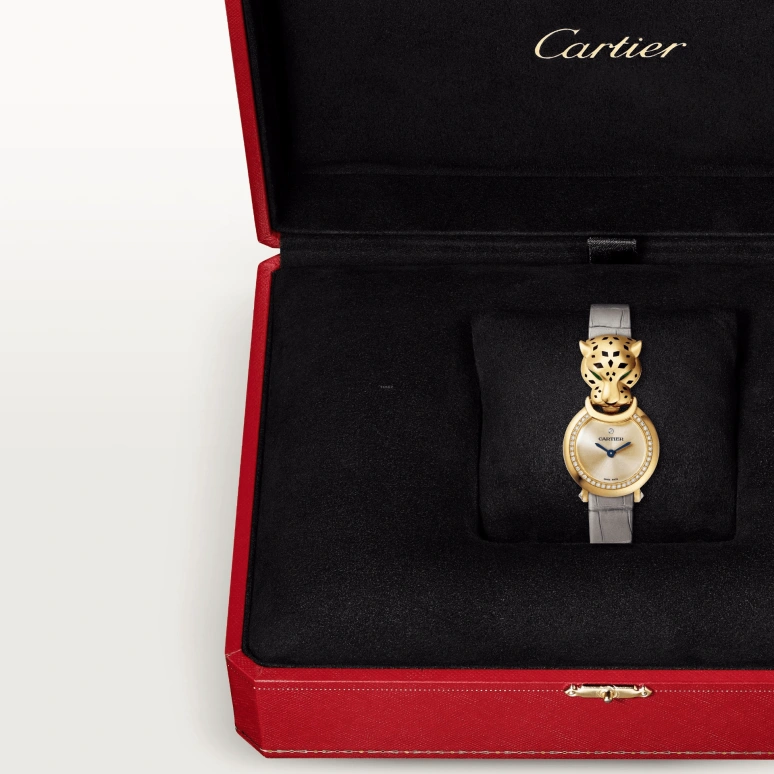 Cartier,Panthère Jewelry Watches 22mm,22mm,Yellow Gold,Gold,Quartz,Sapphire,Crystal Glass,Round,HPI01297
