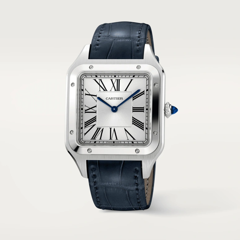 Cartier,Santos de Cartier 46.60x33.90mm,46.60x33.90mm,Stainless Steel,Silver,Handwound,36hours,In-house Caliber,WSSA0032