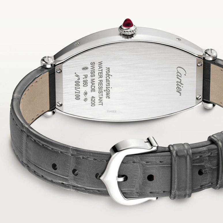 Cartier,Tonneau 46.10x26.20mm,46.10x26.20mm,Platinum,Silver,Handwound,38hours,In-house Caliber,WGTN0005