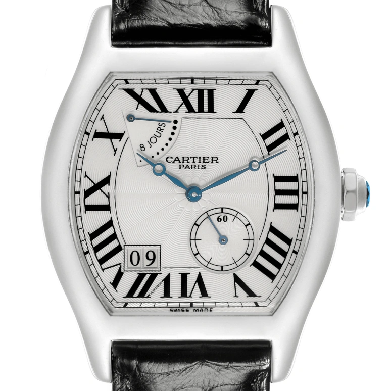 Cartier,Tortue 34x43mm,34x43mm,White Gold,Silver,Handwound,Power Reserve Indicator,Big Date,W1545951