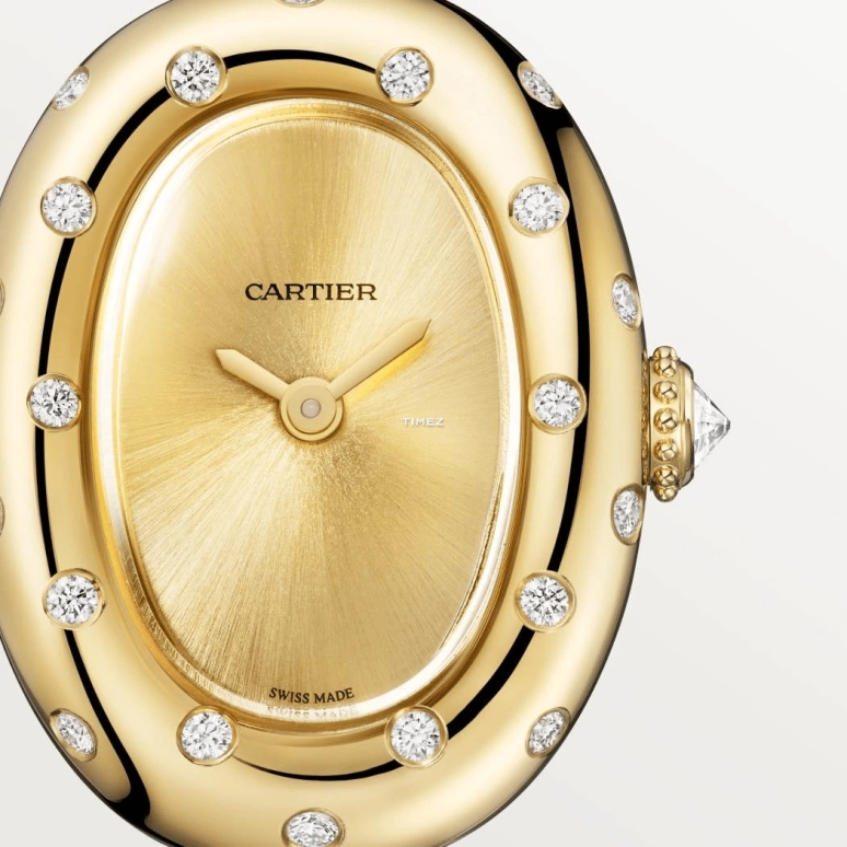 Cartier,Baignoire 24.60x18.70mm,24.60x18.70mm,Yellow Gold,Gold,Quartz,Sapphire,Crystal Glass,Oval,WJBA0064