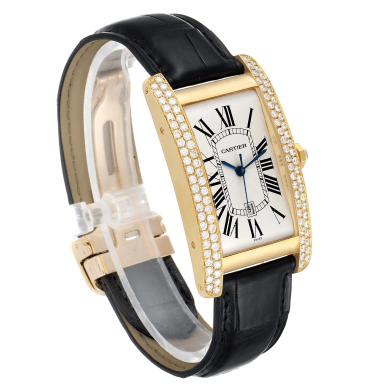 Cartier,Tank 26.60x45.10mm,26.60x45.10mm,Yellow Gold,Silver,Automatic,Day,Sapphire,Crystal Glass,WB702051