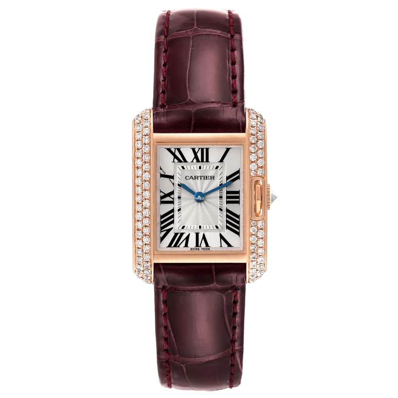 Cartier,Tank 30.20x22.70mm,30.20x22.70mm,Rose Gold,Silver,Quartz,In-house Caliber,Sapphire,Crystal Glass,WT100013