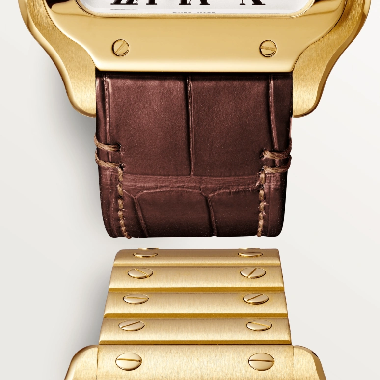 Cartier,Santos de Cartier 35.10mm,35.10mm,Yellow Gold,Silver,Automatic,42hours,In-house Caliber,WGSA0030