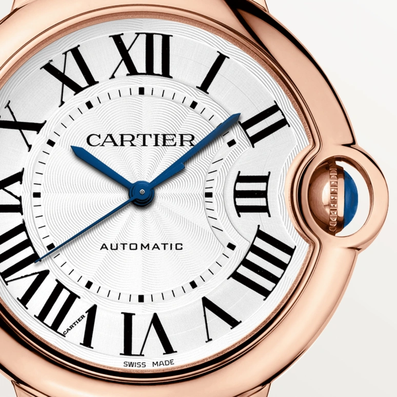 Cartier,Ballon Bleu de Cartier 36.60mm,36.60mm,Rose Gold,Silver,Automatic,In-house Caliber,Sapphire,Crystal Glass,WGBB0009