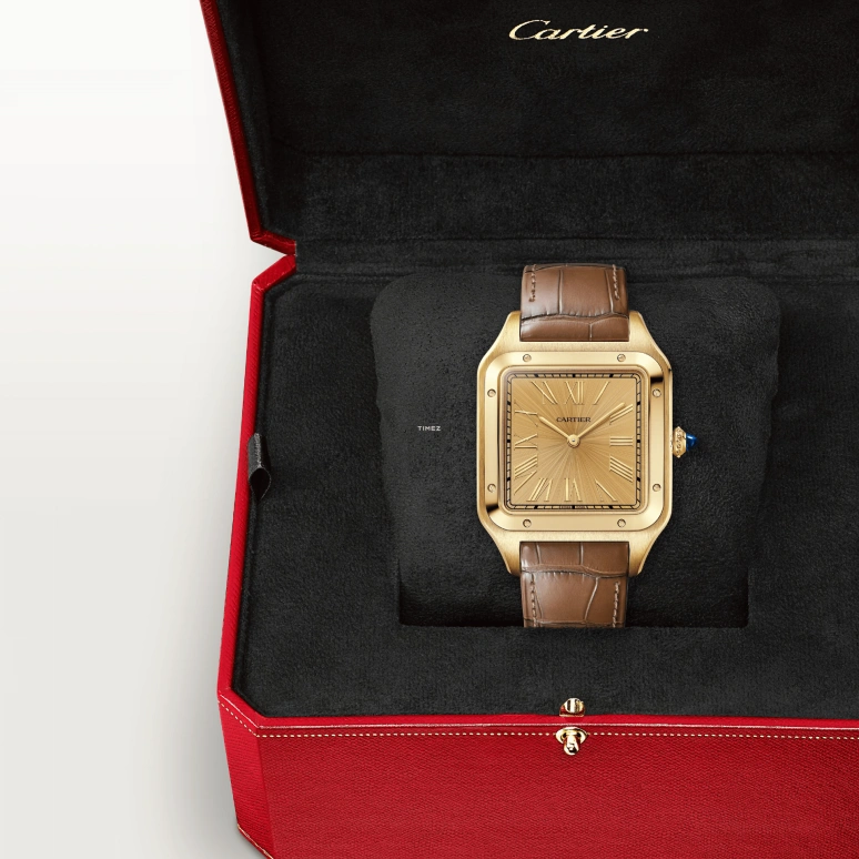 Cartier,Santos de Cartier 46.60x33.90mm,46.60x33.90mm,Yellow Gold,Gold,Handwound,36hours,In-house Caliber,WGSA0111
