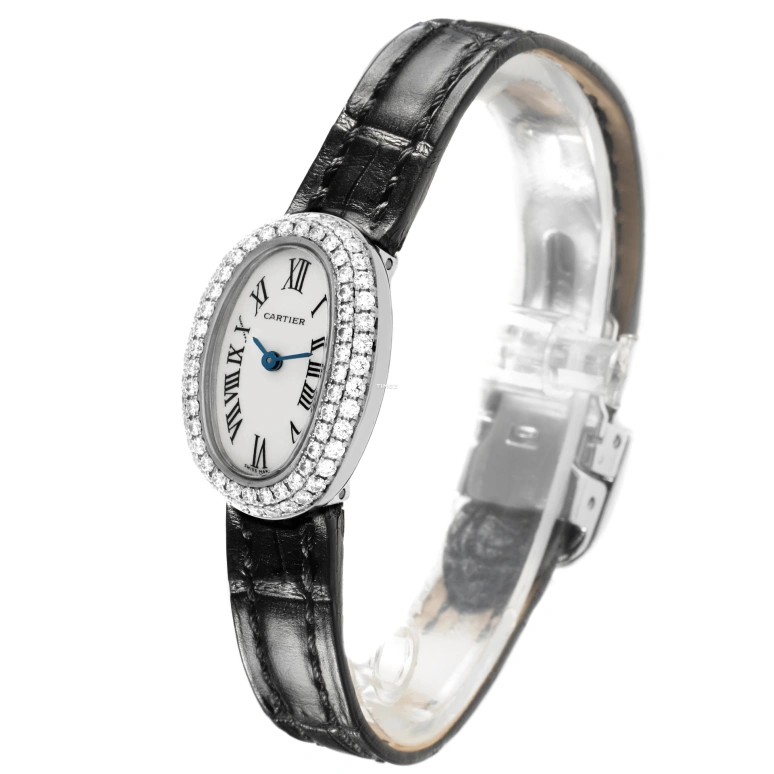 Cartier,Baignoire 26mm,26mm,White Gold,Silver,Quartz,Sapphire,Crystal Glass,Oval,WB509531
