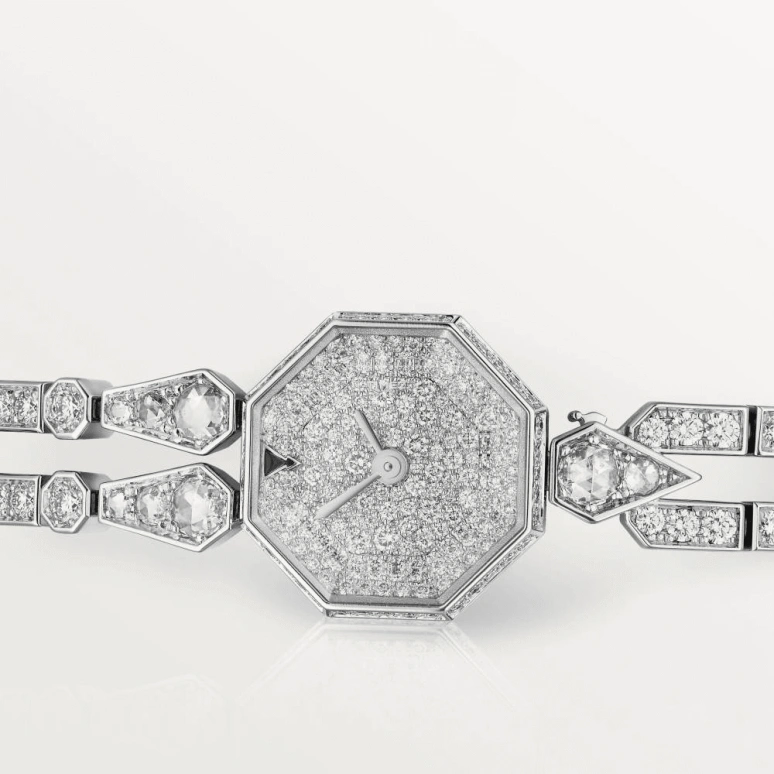 Cartier,High Jewelry Watches 0mm,0mm,White Gold,Silver,Quartz,Sapphire,Crystal Glass,Octagon,HPI01375