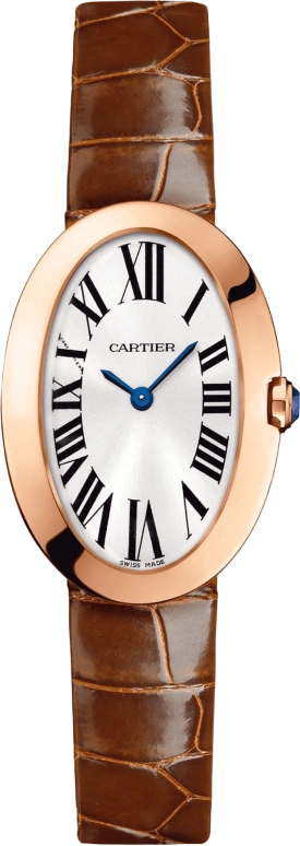 Cartier,Baignoire 31.60x23.10mm,31.60x23.10mm,Rose Gold,Silver,Quartz,Sapphire,Crystal Glass,Oval,W8000007