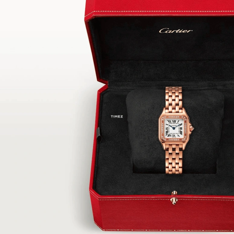 Cartier,Panthère de Cartier 22x30mm,22x30mm,Rose Gold,Silver,Quartz,Sapphire,Crystal Glass,Square,WJPN0049