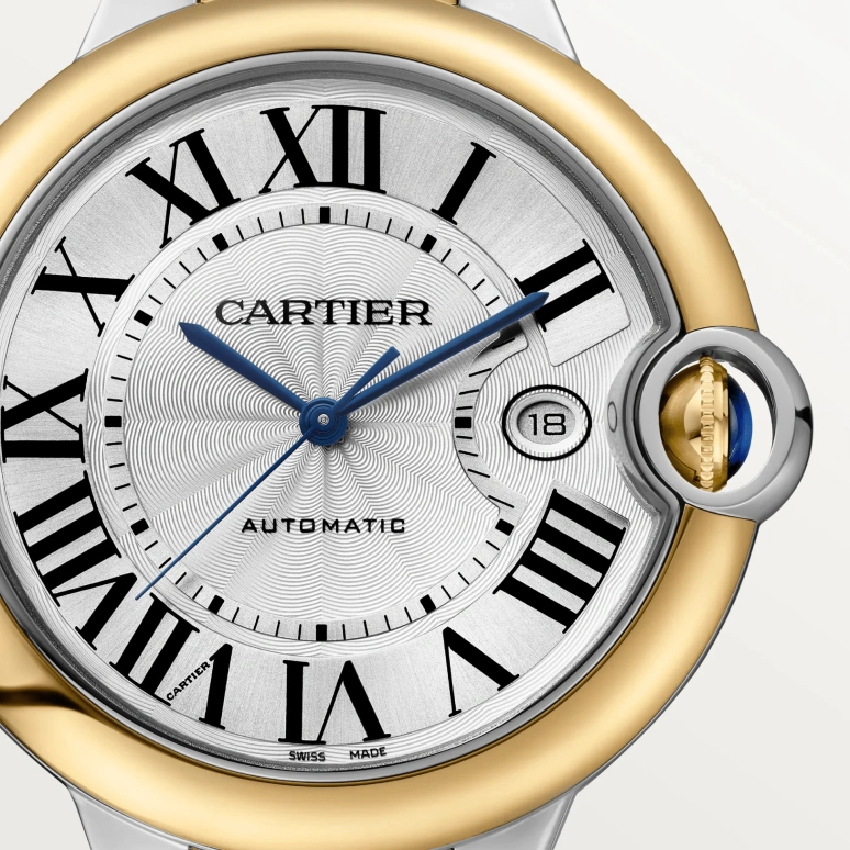 Cartier,Ballon Bleu de Cartier 42mm,42mm,Stainless Steel,Yellow Gold,Silver,Automatic,Day,42hours,W2BB0039