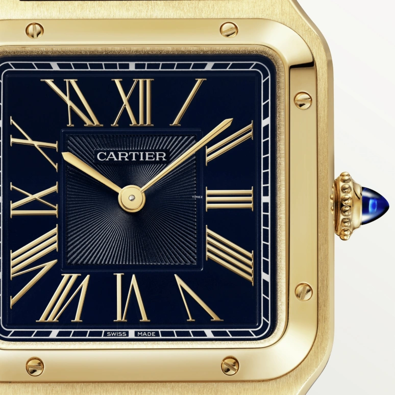 Cartier,Santos de Cartier 43.50x31.40mm,43.50x31.40mm,Yellow Gold,Blue,Quartz,Sapphire,Crystal Glass,Square,WGSA0077