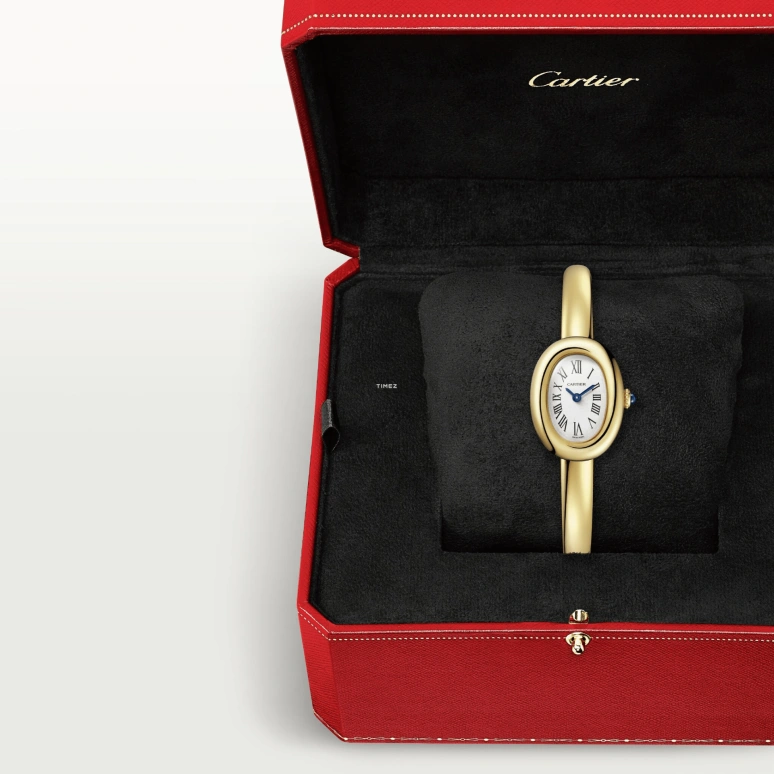 Cartier,Baignoire 24.60x18.70mm,24.60x18.70mm,Yellow Gold,Silver,Quartz,Sapphire,Crystal Glass,Oval,WGBA0021