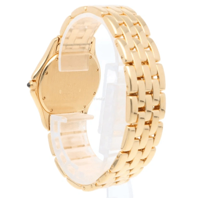 Cartier,Panthère de Cartier 33mm,33mm,Yellow Gold,Silver,Quartz,Day,Sapphire,Crystal Glass,887904