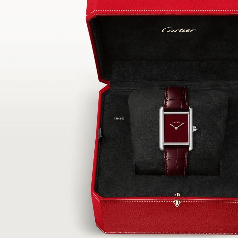 Cartier,Tank 25.50x33.70mm,25.50x33.70mm,Stainless Steel,Red,Quartz,Sapphire,Crystal Glass,Square,WSTA0113