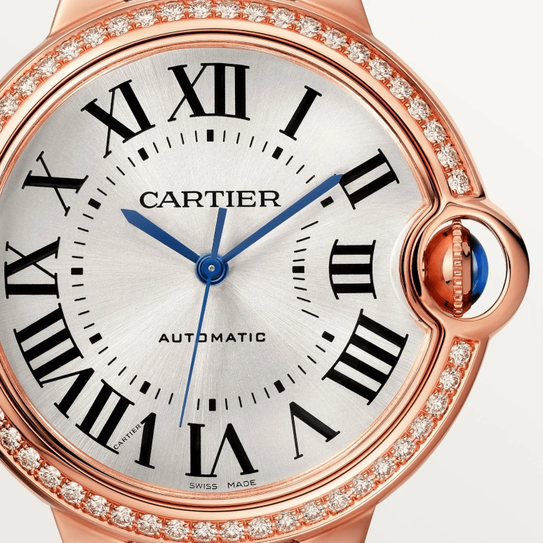 Cartier,Ballon Bleu de Cartier 36mm,36mm,Rose Gold,Silver,Automatic,Sapphire,Crystal Glass,Round,WJBB0034