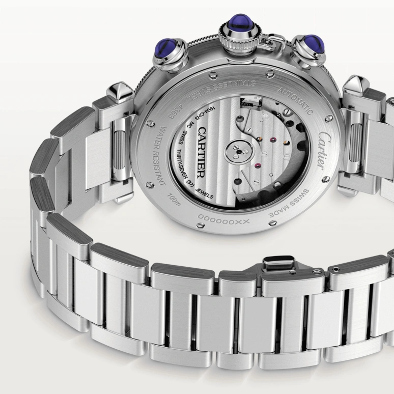 Cartier,Pasha de Cartier 41mm,41mm,Stainless Steel,Silver,Automatic,Chronograph,Day,WSPA0018