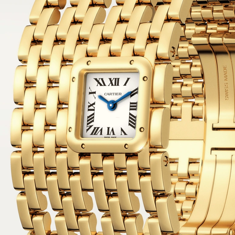 Cartier,Panthère de Cartier 22x19mm,22x19mm,Yellow Gold,Silver,Quartz,Sapphire,Crystal Glass,Square,WGPN0018