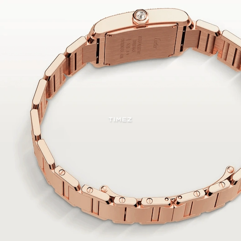 Cartier,Tank 30x25mm,30x25mm,Rose Gold,Silver,Quartz,Sapphire,Crystal Glass,Square,WJTA0023