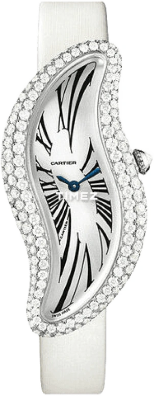 Cartier,Baignoire 47.25x22.90mm,47.25x22.90mm,White Gold,Silver,Handwound,In-house Caliber,Sapphire,Crystal Glass,WJ306004