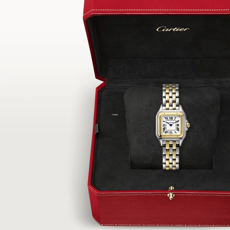 Cartier,Panthère de Cartier 23x30mm,23x30mm,Yellow Gold,Stainless Steel,White,Quartz,Sapphire,Crystal Glass,Square,W2PN0013