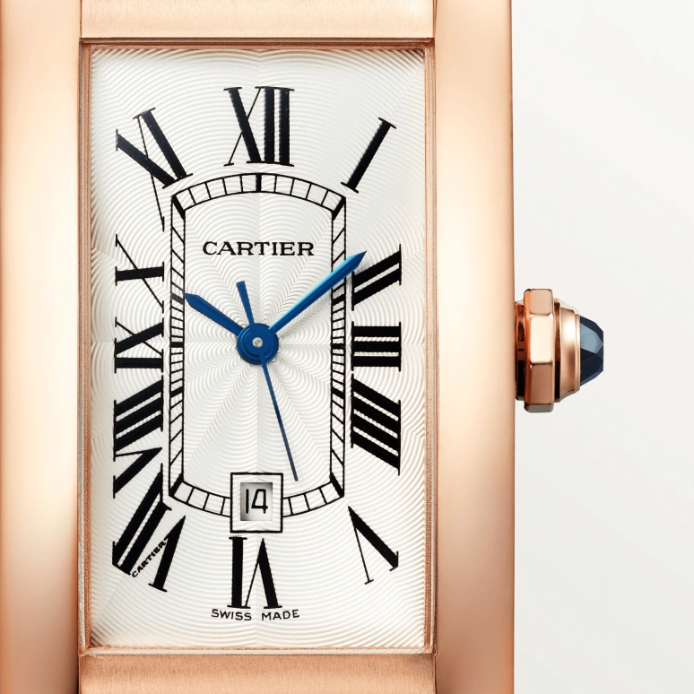 Cartier,Tank 41.60x22.60mm,41.60x22.60mm,Rose Gold,Silver White,Silver,Automatic,Day,Sapphire,Crystal Glass,WGTA0046