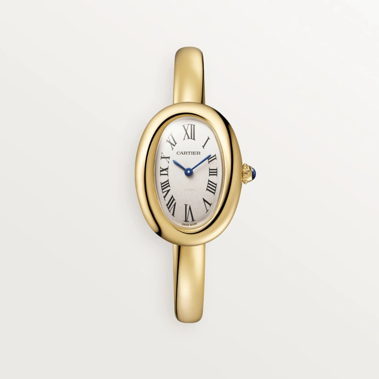 Cartier,Baignoire 31.40x23.10mm,31.40x23.10mm,Yellow Gold,Silver,Quartz,Sapphire,Crystal Glass,Oval,WGBA0024