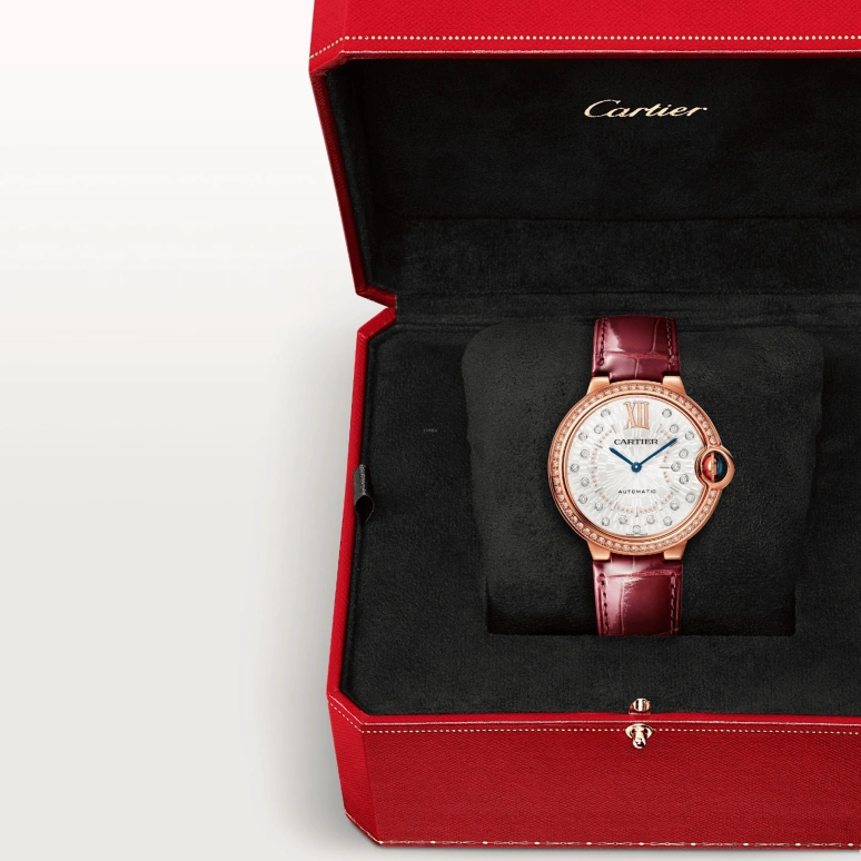 Cartier,Ballon Bleu de Cartier 36mm,36mm,Rose Gold,Silver,Automatic,Sapphire,Crystal Glass,Round,WJBB0081