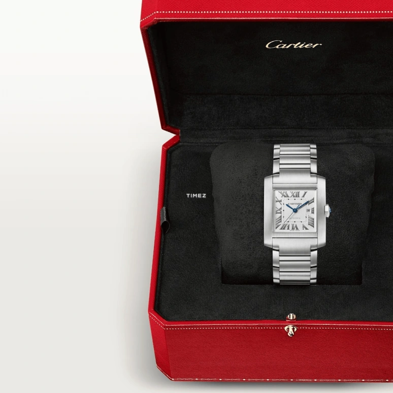 Cartier,Tank 36.70x30.50mm,36.70x30.50mm,Stainless Steel,Silver White,Automatic,Day,Sapphire,Crystal Glass,WSTA0067