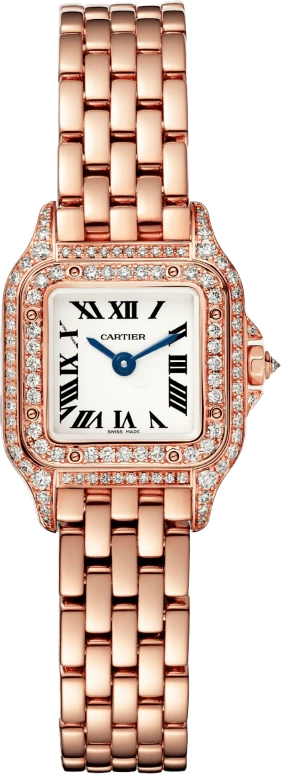 Cartier,Panthère de Cartier 25x20mm,25x20mm,Rose Gold,Silver,Quartz,Sapphire,Crystal Glass,Square,WJPN0020