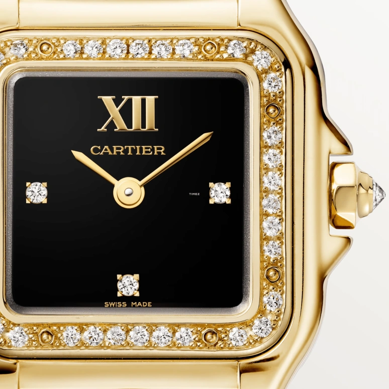 Cartier,Panthère de Cartier 30.30x22mm,30.30x22mm,Yellow Gold,Black,Quartz,Sapphire,Crystal Glass,Square,WJPN0053