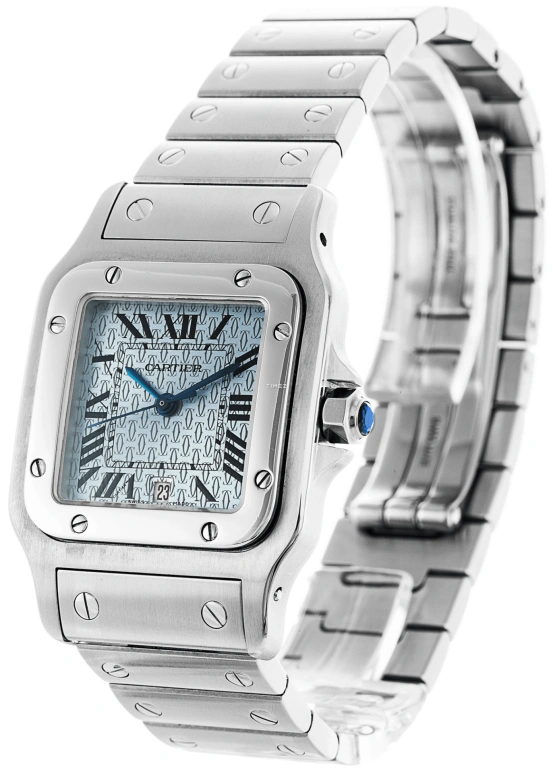 Cartier,Santos de Cartier 29mm,29mm,Stainless Steel,Blue,Quartz,Day,Sapphire,Crystal Glass,W20065D6