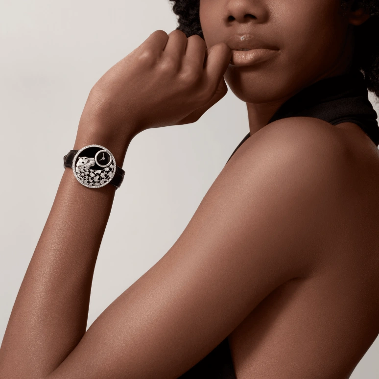 Cartier,Panthère Jewelry Watches 36mm,36mm,White Gold,Black,Quartz,Sapphire,Crystal Glass,Round,HPI01294