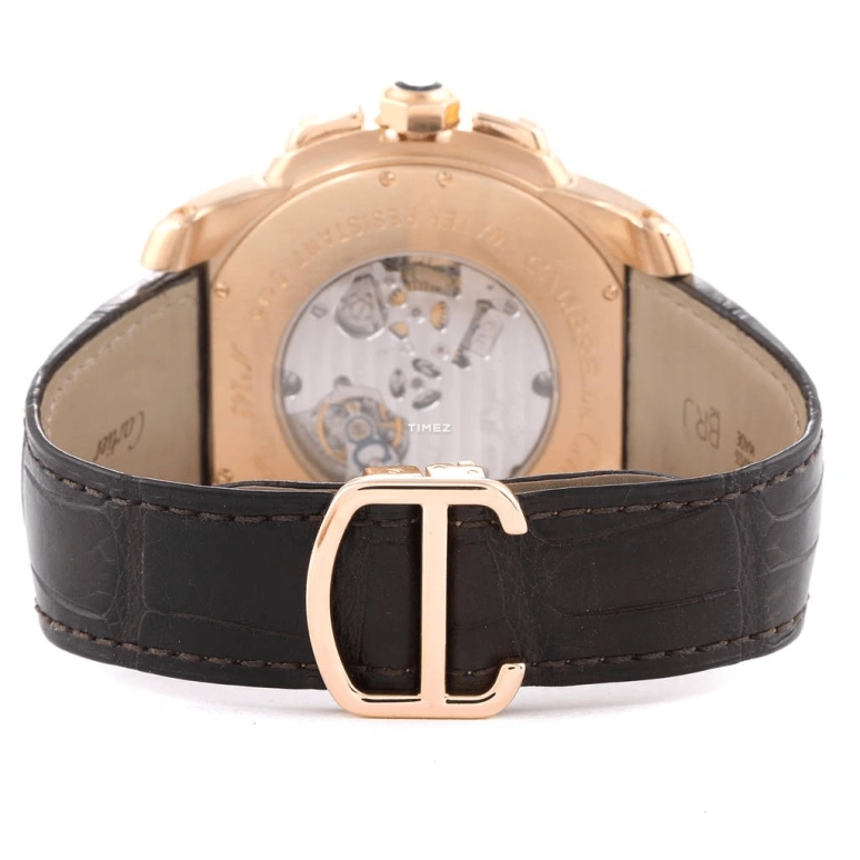 Cartier,Calibre de Cartier 45mm,45mm,Pink Gold,Silver,Handwound,Chronograph,50hours,W7100004