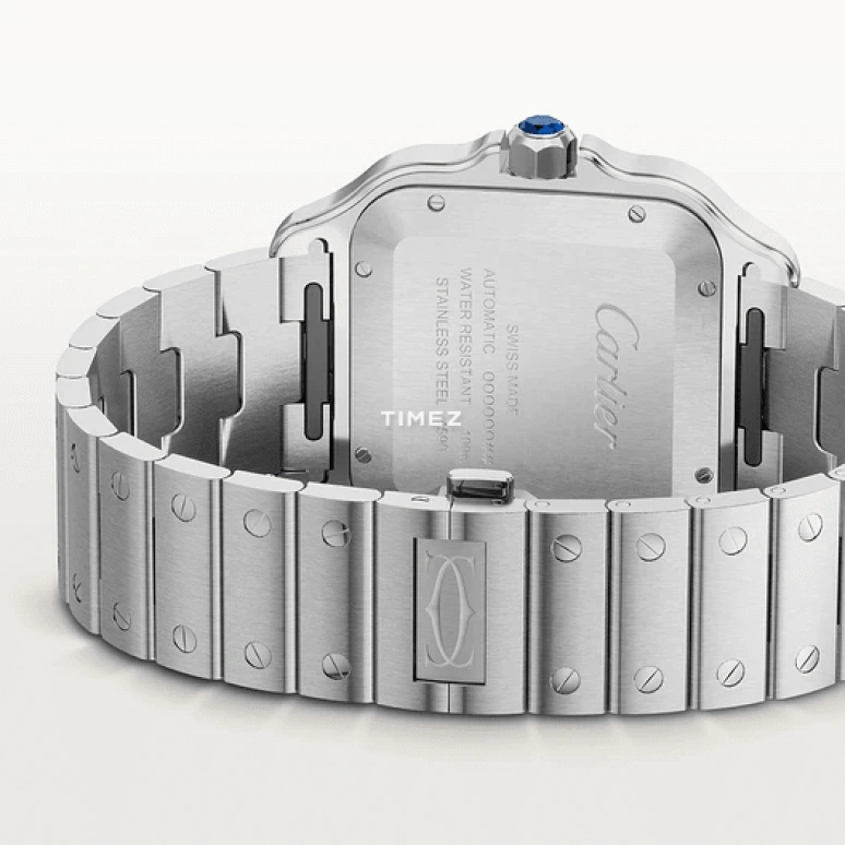 Cartier,Santos de Cartier 47.50x39.80mm,47.50x39.80mm,Stainless Steel,Blue,Gradient,Automatic,Day,Sapphire,Crystal Glass,WSSA0071