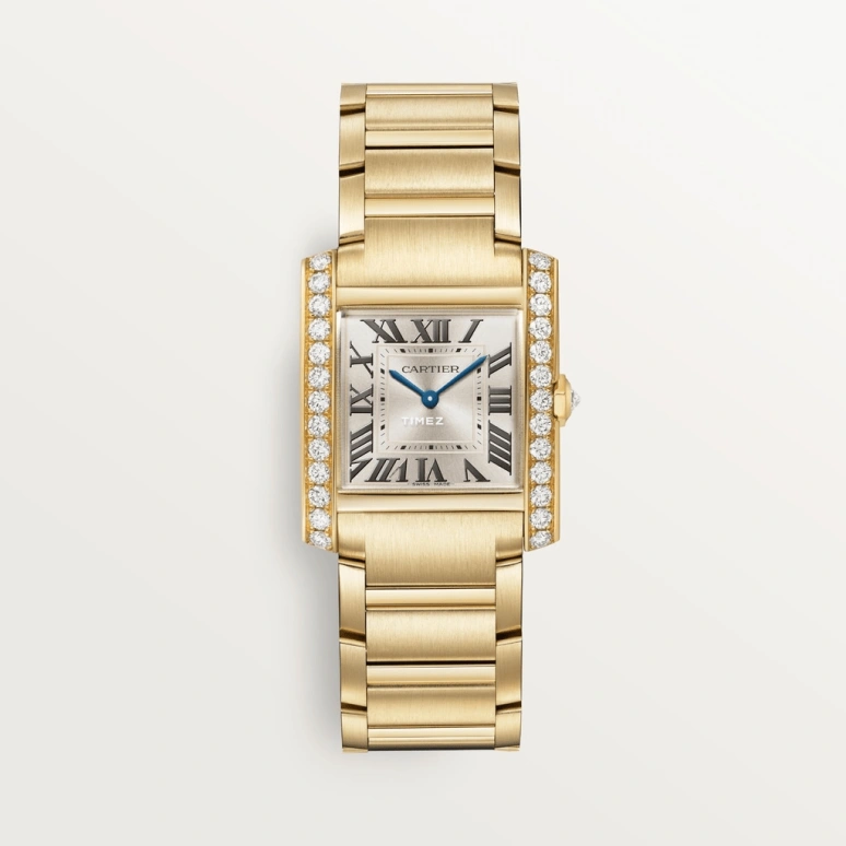 Cartier,Tank 32x27mm,32x27mm,Yellow Gold,Silver,Quartz,Sapphire,Crystal Glass,Square,WJTA0040