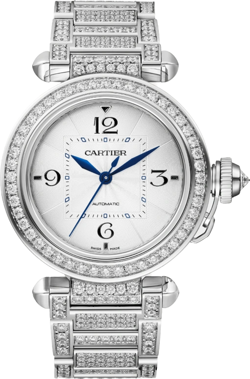Cartier,Pasha de Cartier 35mm,35mm,White Gold,Silver,Automatic,42hours,In-house Caliber,WJPA0014