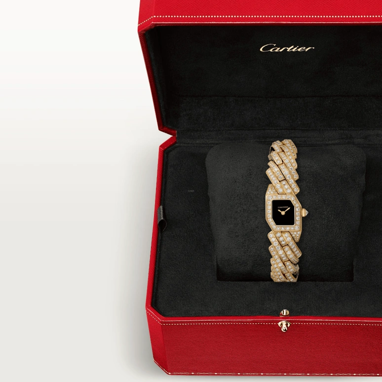 Cartier,Maillon de Cartier 31x17mm,31x17mm,Yellow Gold,Black,Quartz,Sapphire,Crystal Glass,Other,WJBJ0006