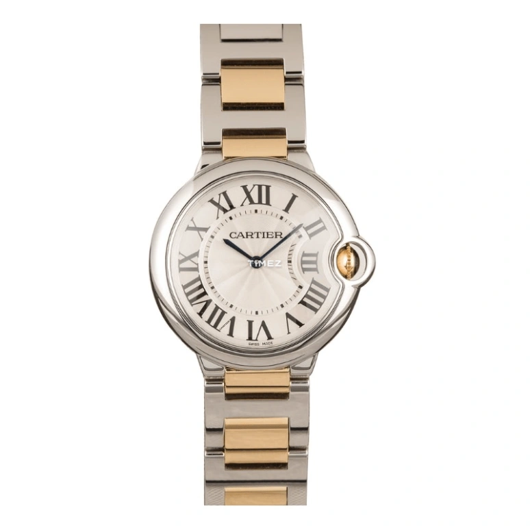 Cartier,Ballon Bleu de Cartier 33mm,33mm,Stainless Steel,Yellow Gold,Silver,Automatic,Sapphire,Crystal Glass,Round,W2BB0002