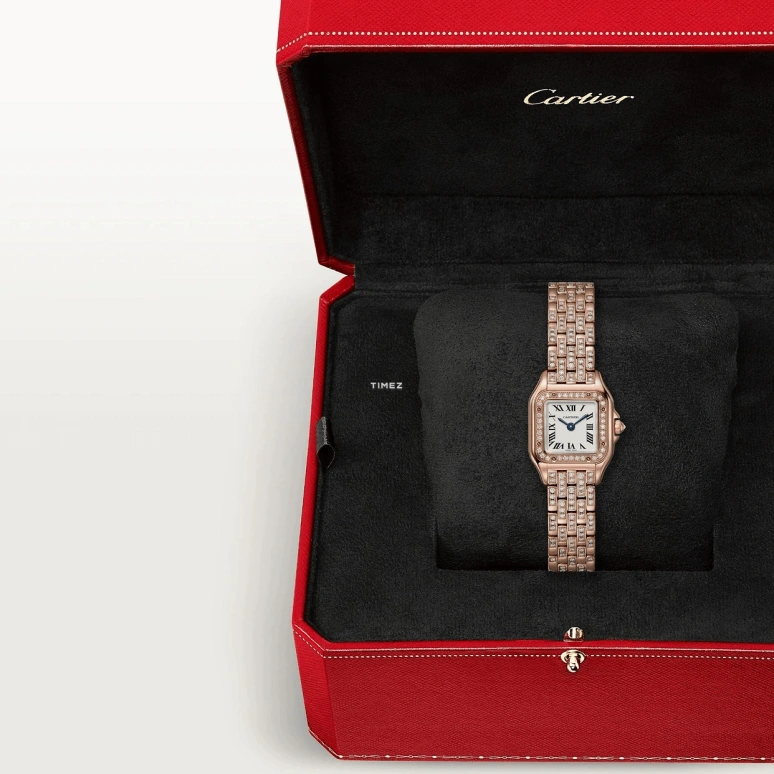 Cartier,Panthère de Cartier 25x20mm,25x20mm,Rose Gold,Silver,Quartz,Sapphire,Crystal Glass,Square,WJPN0063