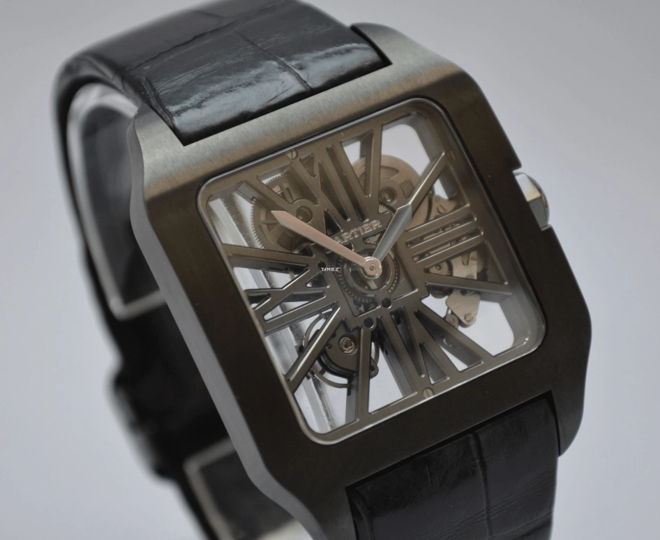 Cartier,Santos de Cartier 38.70x47.40mm,38.70x47.40mm,Titanium Gold,Skeleton,Handwound,72hours,In-house Caliber,W2020052