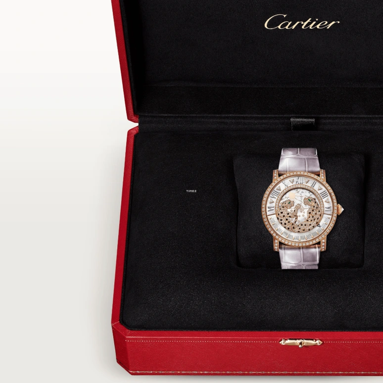 Cartier,Panthère de Cartier 40mm,40mm,Rose Gold,Rose Gold,Silver,Handwound,Retrograde,Day / Night Indication,HPI01520