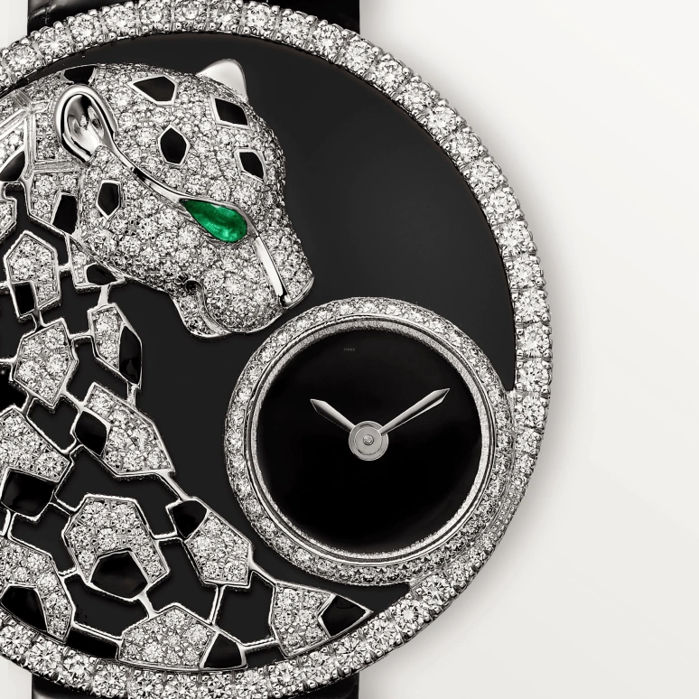Cartier,Panthère Jewelry Watches 36mm,36mm,White Gold,Black,Quartz,Sapphire,Crystal Glass,Round,HPI01294