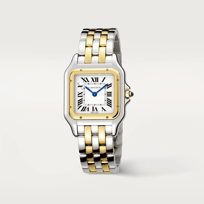 Cartier,Panthère de Cartier 29x37mm,29x37mm,Stainless Steel,Yellow Gold,Silver,Quartz,Sapphire,Crystal Glass,Square,W2PN0007