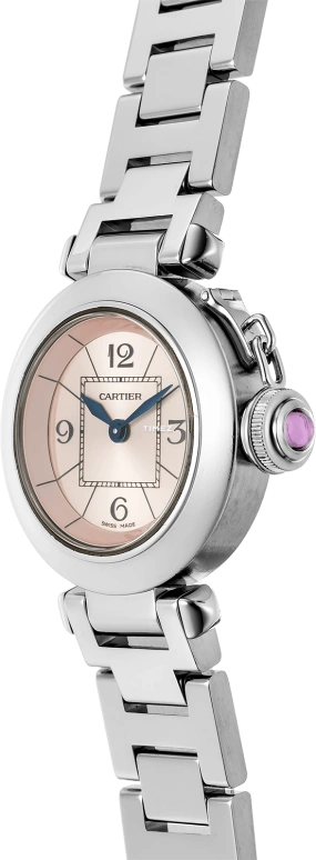 Cartier,Pasha de Cartier 27mm,27mm,Stainless Steel,Pink,Quartz,In-house Caliber,Sapphire,Crystal Glass,W3140008