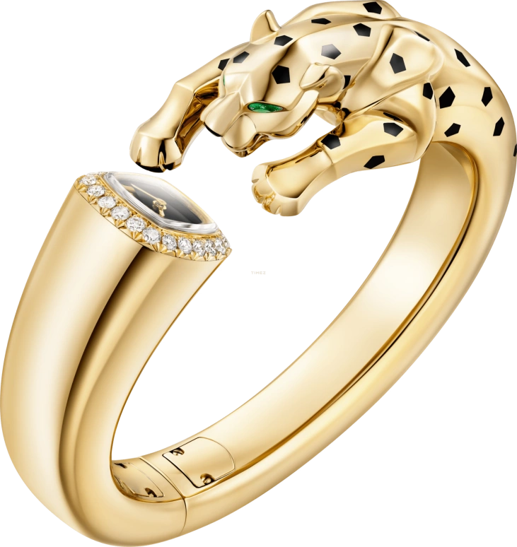 Cartier,Panthère Jewelry Watches 17.90x17.60mm,17.90x17.60mm,Yellow Gold,Black,Quartz,Sapphire,Other,HPI01707