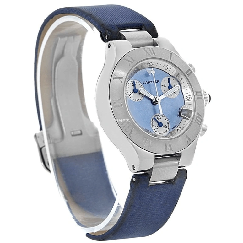 Cartier,21 Chronoscaph 36.40mm,36.40mm,Stainless Steel,Blue,Quartz,Chronograph,Day,W1020013