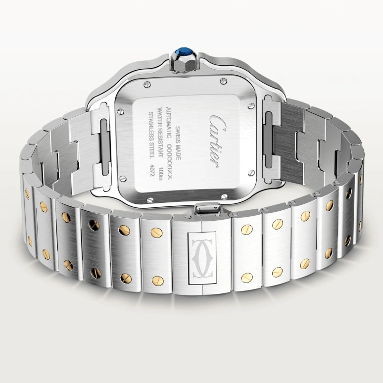 Cartier,Santos de Cartier 39.80mm,39.80mm,Stainless Steel,Yellow Gold,Silver,Automatic,Day,42hours,W2SA0009