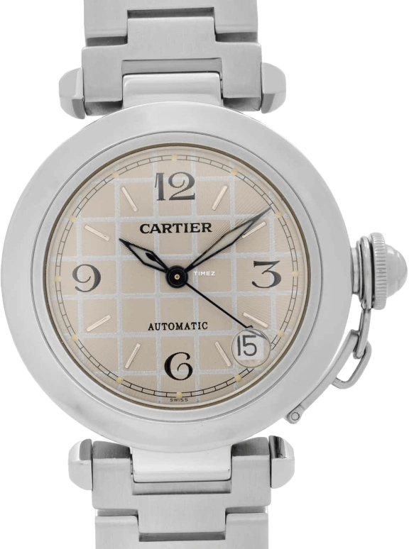 Cartier,Pasha de Cartier 35mm,35mm,Stainless Steel,Silver,Automatic,Day,Sapphire,Crystal Glass,W31023M7